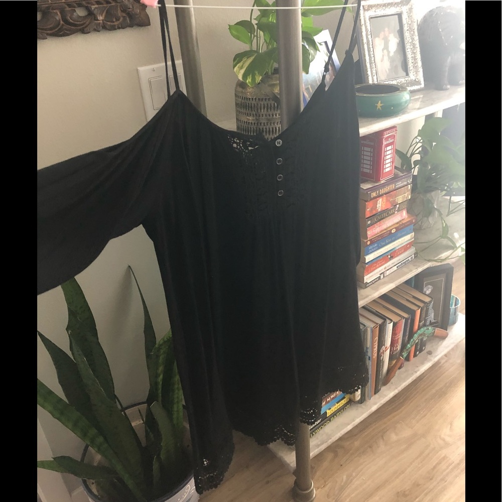 Crochet panel black dress